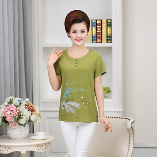 Áo nữ trung niên thời trang kiểu dáng phối hoa sang trọng NP122