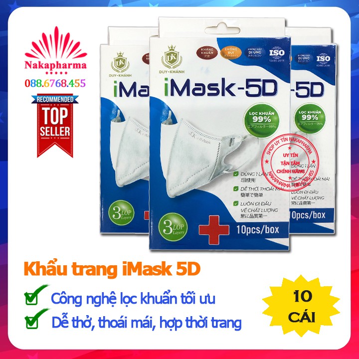 Khẩu trang y tế iMask 5D Duy Khánh – Công nghệ kháng khuẩn tối ưu, chống bụi, không gây dị ứng, dễ thở - 3D i-Mask