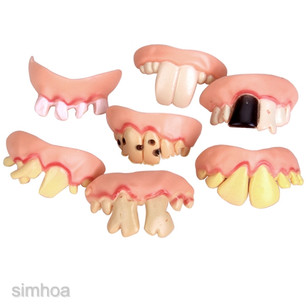 5PCS HALLOWEEN FAKE GOOFY ROTTEN TEETH CREEPY DENTURES