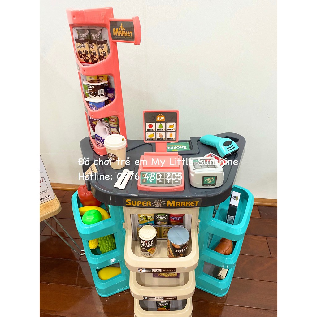 Đồ chơi quầy siêu thị có xe đẩy 47 chi tiết cho Bé