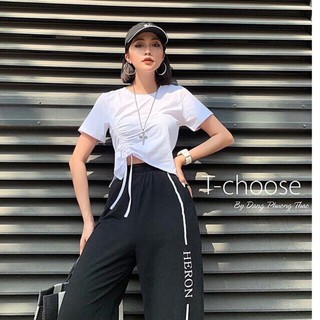 áo thun nữ rút dây eo bên sườn cá tính