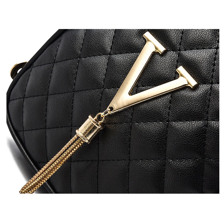 Balo CHUWANGLIN bằng da mini phối tua rua thời trang cho nữ