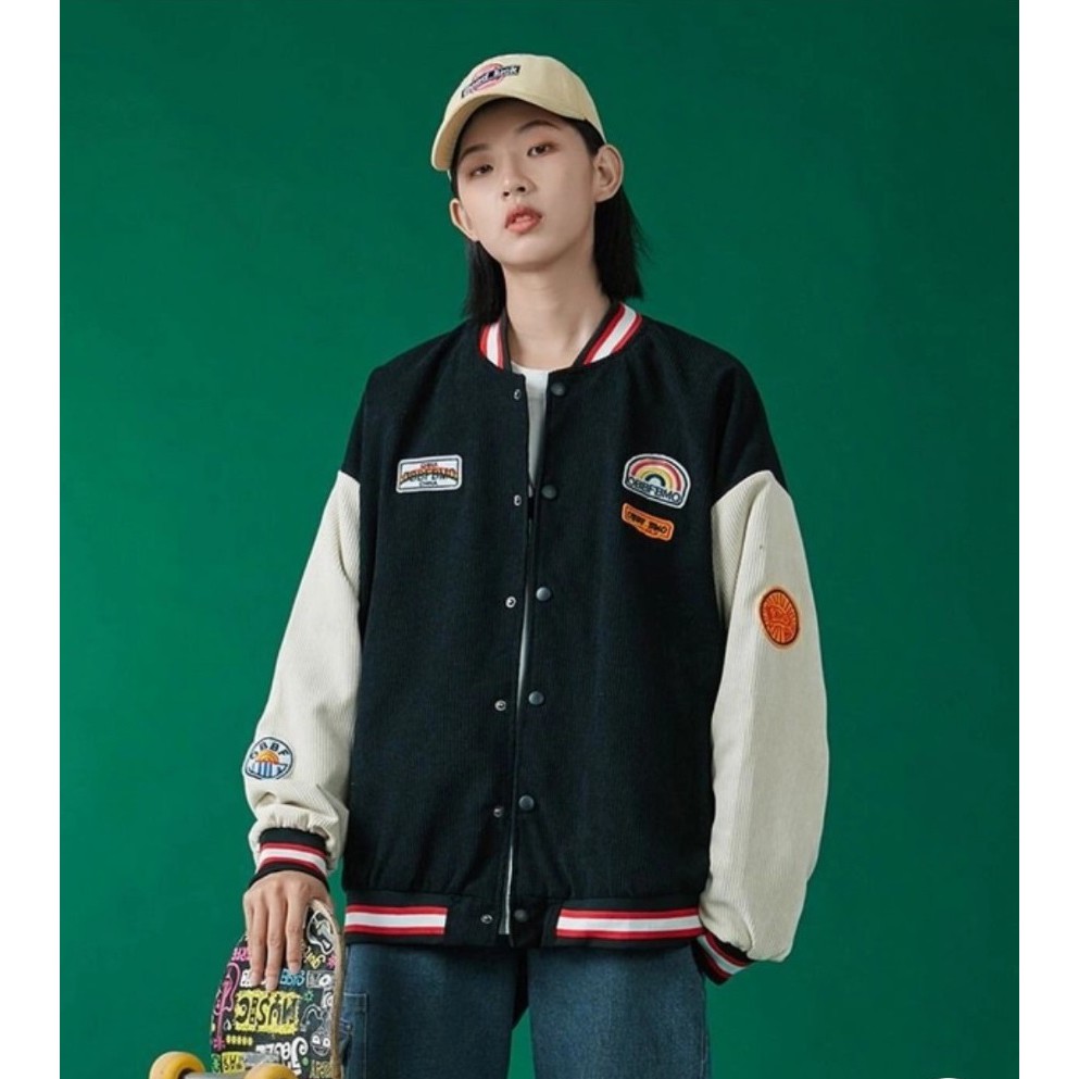 Áo Khoác Nữ [FREESHIP] Áo Khoác Nhung Bomber Cầu Vòng Ulzzang Nam Nữ Unisex | BigBuy360 - bigbuy360.vn