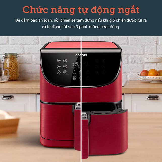 COSORI, NỒI CHIÊN KHÔNG DẦU ĐIỆN TỬ (AIR FRYER), MÀU ĐỎ, 5.8 Qt / 5.5 Lít