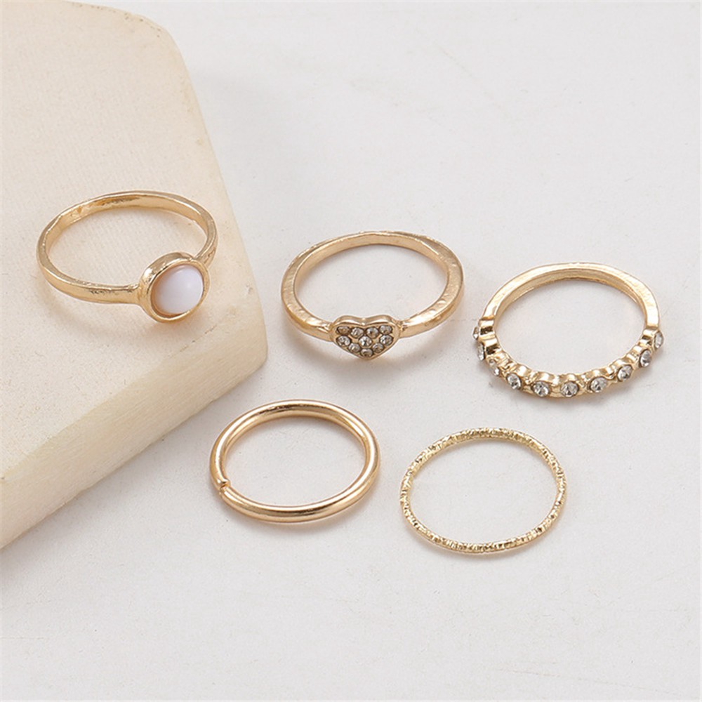 Bộ 5 chiếc nhẫn trang trí đính đá/ ngọc trai xinh xắn