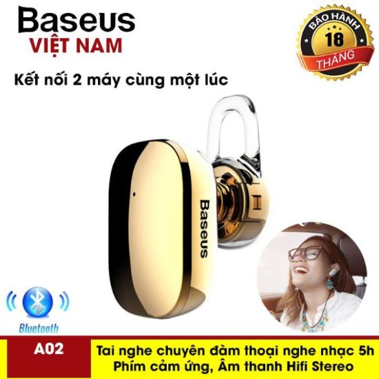 ai nghe không dây Mini kết nối Bluetooth Baseus A02 Tương thích Với các đời iPhone , Samsung S9 S8 và các loại smartphon