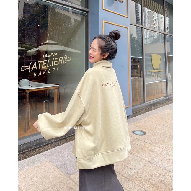 Áo sweater nỉ, cổ lọ