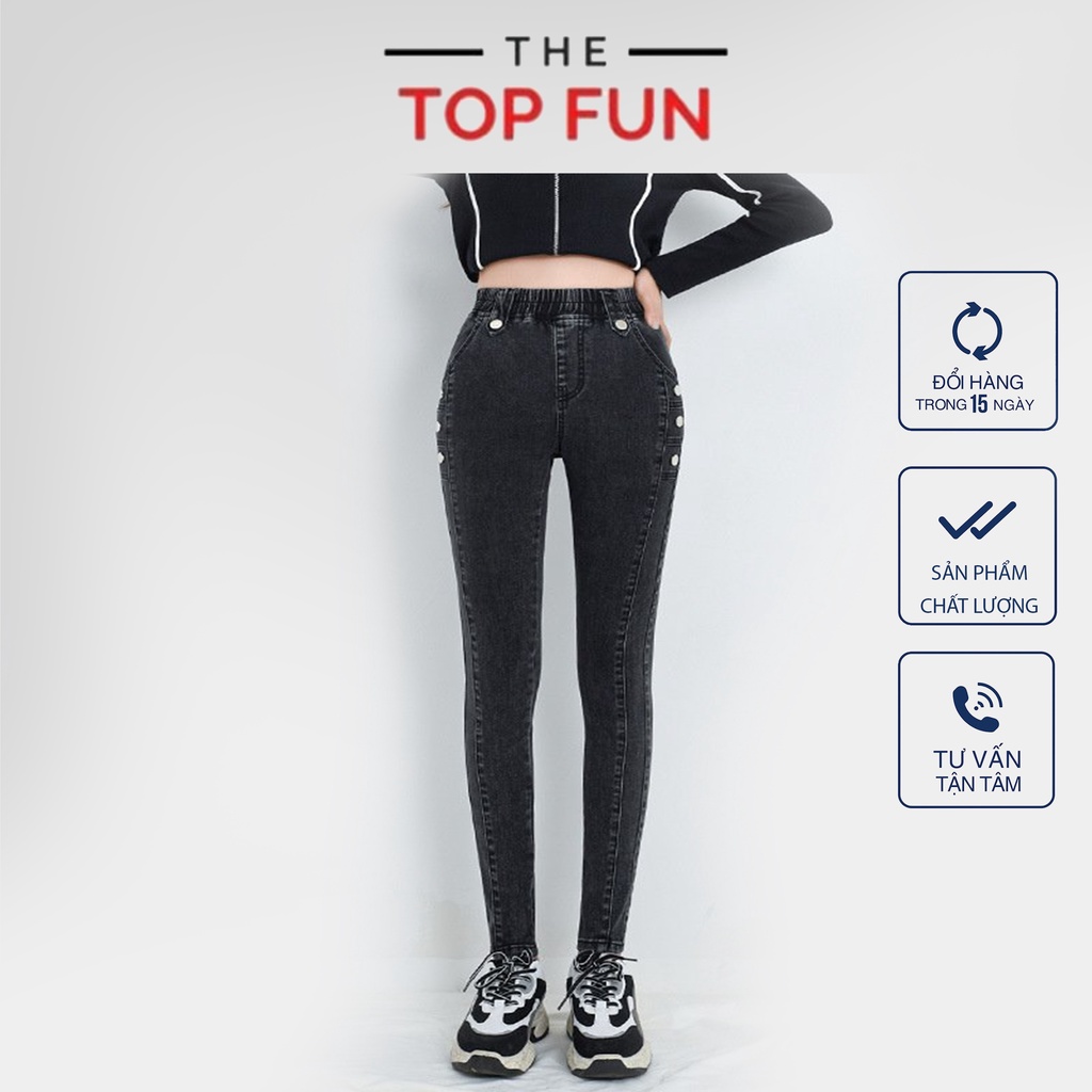 Quần bò cao cấp co giãn 4 chiều cạp chun hot nhất 2021 chất jean dày dặn không nhăn không xù không phai màu