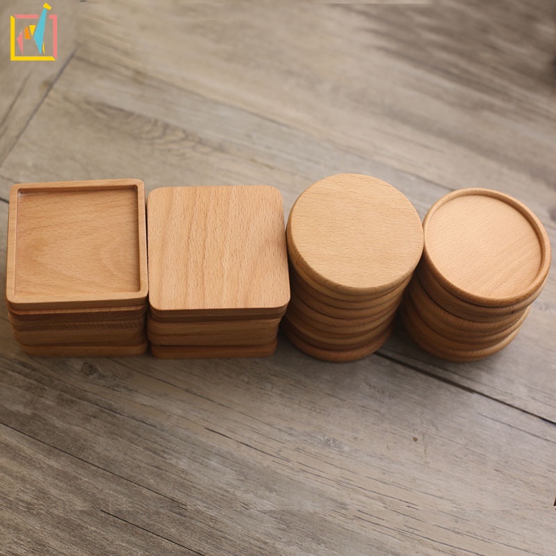 Giá đỡ cốc bằng gỗ cách nhiệt hình tròn/ vuông tiện dụng cho gia đình