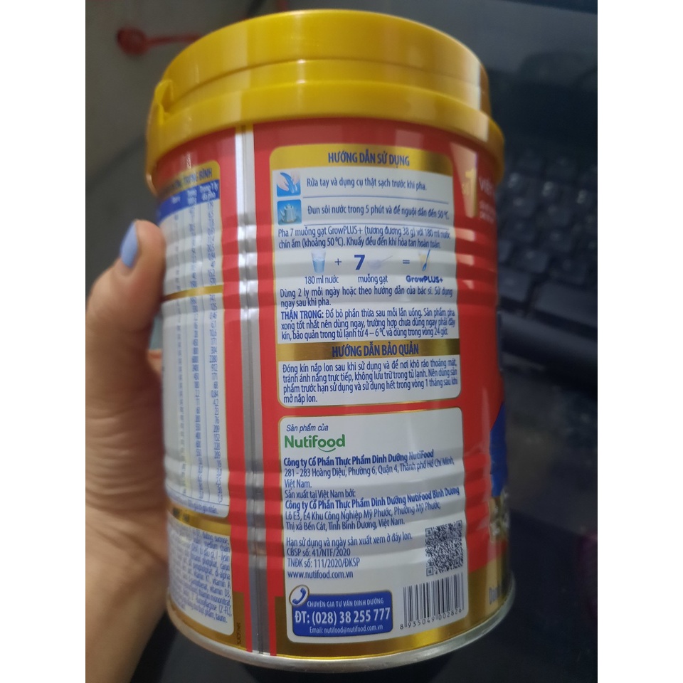 Sữa bột nutifood Growplus đỏ 900g HSD 3-2024