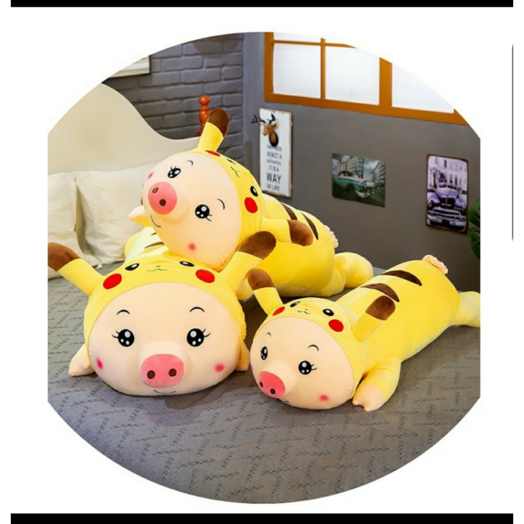 Gối Ôm Gấu Bông Cho Bé Hình Thú Heo Biến Hình - Pikachu SẴN SIZE 1M5