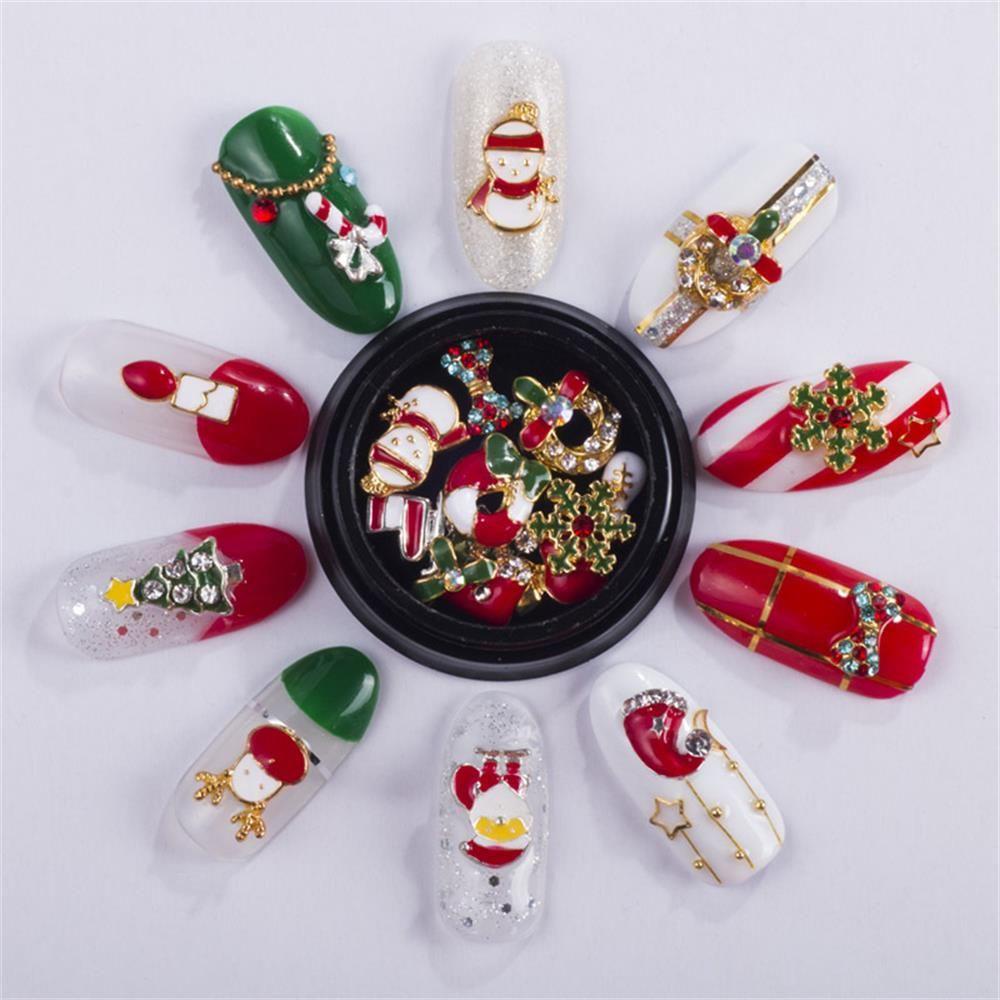 DIACHAVN Phụ Kiện Trang Trí Móng Tay Nghệ Thuật Bằng Hợp Kim Họa Tiết Người Tuyết Nhiều Màu