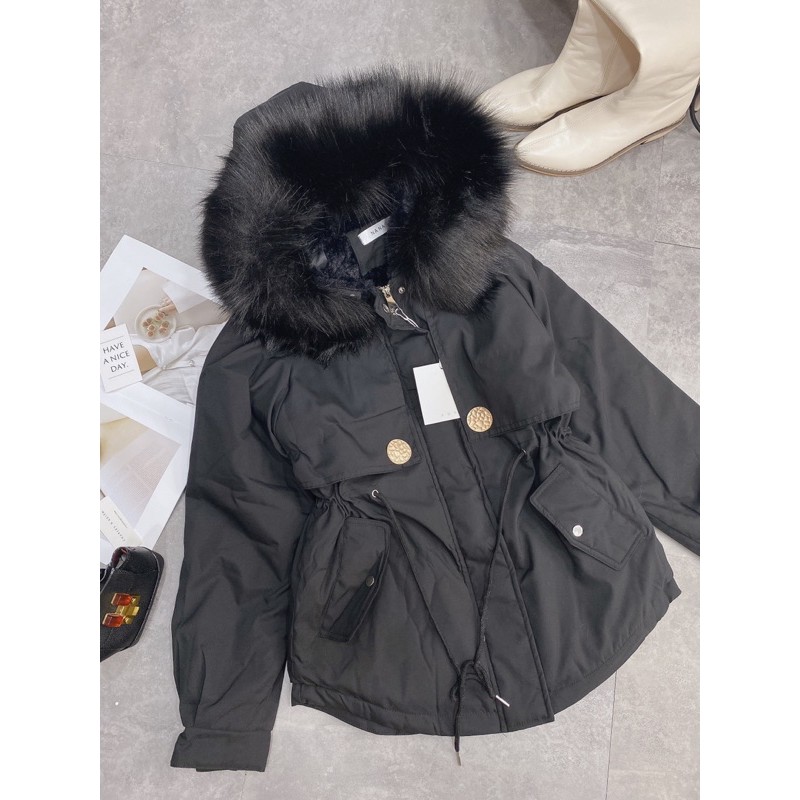 [Xả kho] Áo Khoác Phao Lót Lông Hai Cúc ( có sẵn+ảnh thật) | BigBuy360 - bigbuy360.vn