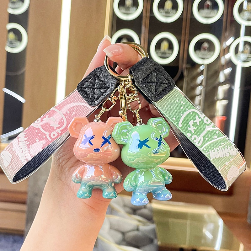 Móc chìa khóa acrylic Gấu dễ thương Phim hoạt hình Gradient Macaron Màu Móc khóa Chìa khóa Cô gái Túi Mặt dây chuyền Búp bê Món quà nhỏ cho phụ nữ