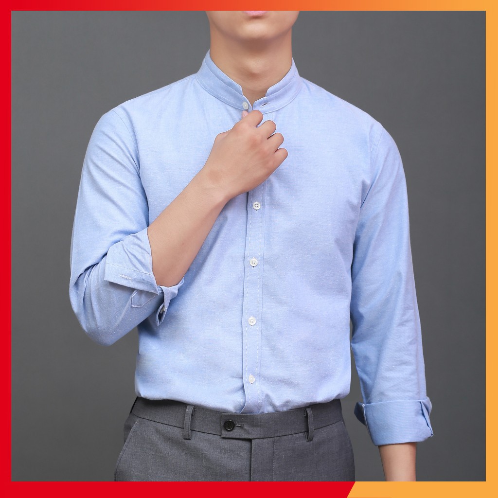 Áo sơ mi nam cổ tàu dài tay vải Oxford - 5 màu thời trang công sở hiện đại | BigBuy360 - bigbuy360.vn