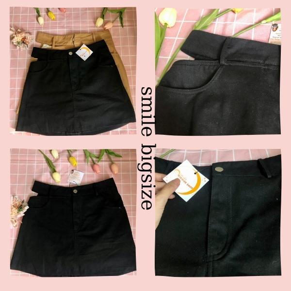 Váy Chữ A Bigsize Kaki Tôn Dáng Lưng Bên Phối Kiểu, Chân Váy Kiểu Size Lớn 50-83kg - Smile Bigsize