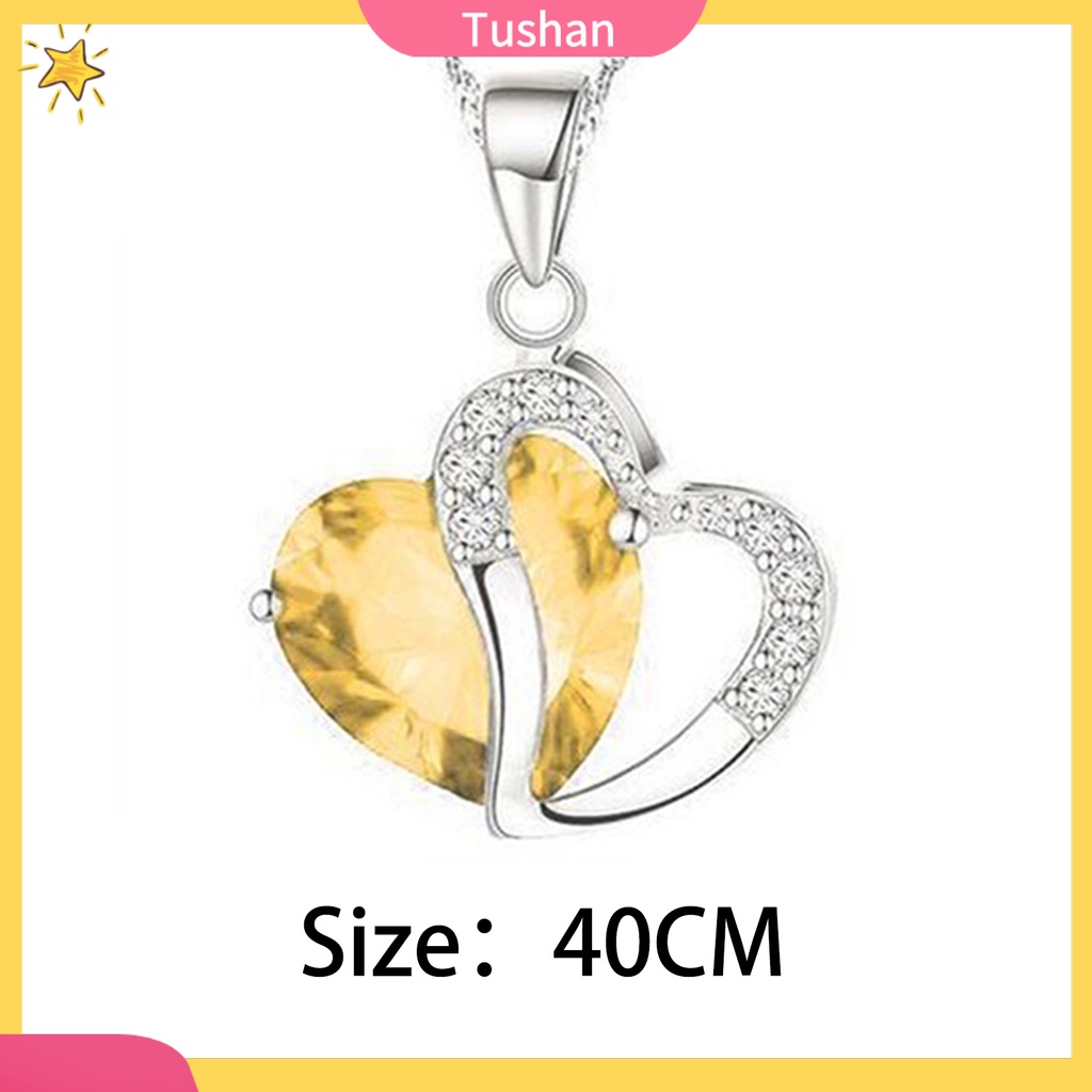 TUSH_Women Fashion Heart Teardrop Rhinestone Pendant Necklace Jewelry Charm Gift