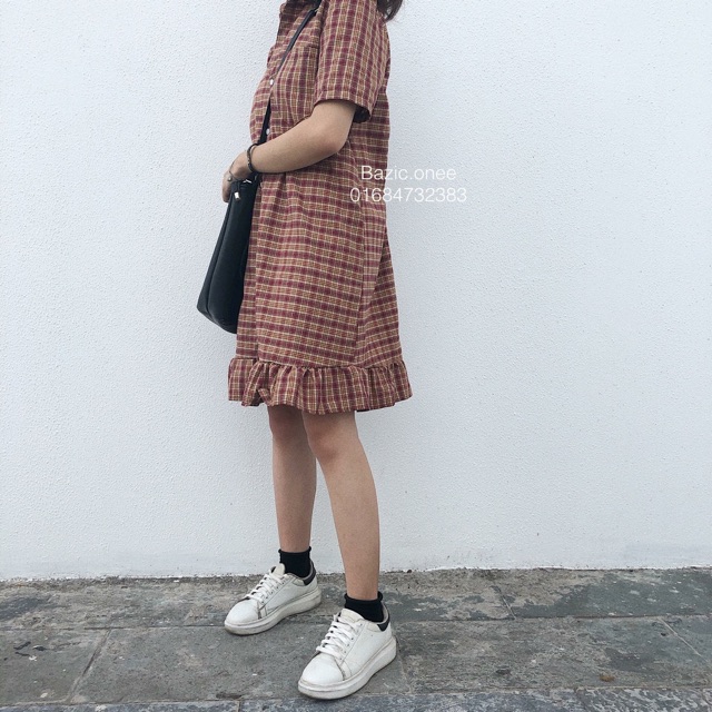 Váy kẻ nâu siêu hot | BigBuy360 - bigbuy360.vn