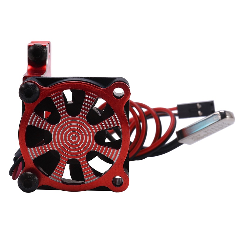 for RC Car 3650 3660 550 540 Motor Heatsink Cooling Fan with Thermal Sensor CNC Aluminum Alloy Clamp Heatsink,Red