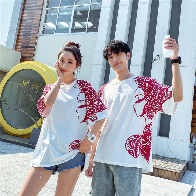 ✳✜National Tide T-shirt nam cắt giấy hoa-dan phong cách Trung Quốc LN vài chiếc áo phông ngắn tay in năm- điểm rời q