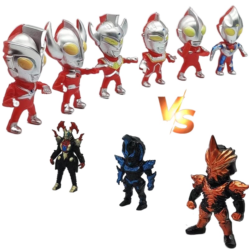 Set 9 Mô Hình Đồ Chơi Siêu Nhân Ultraman 35cm Có Đèn Và Nhạc Cho Bé