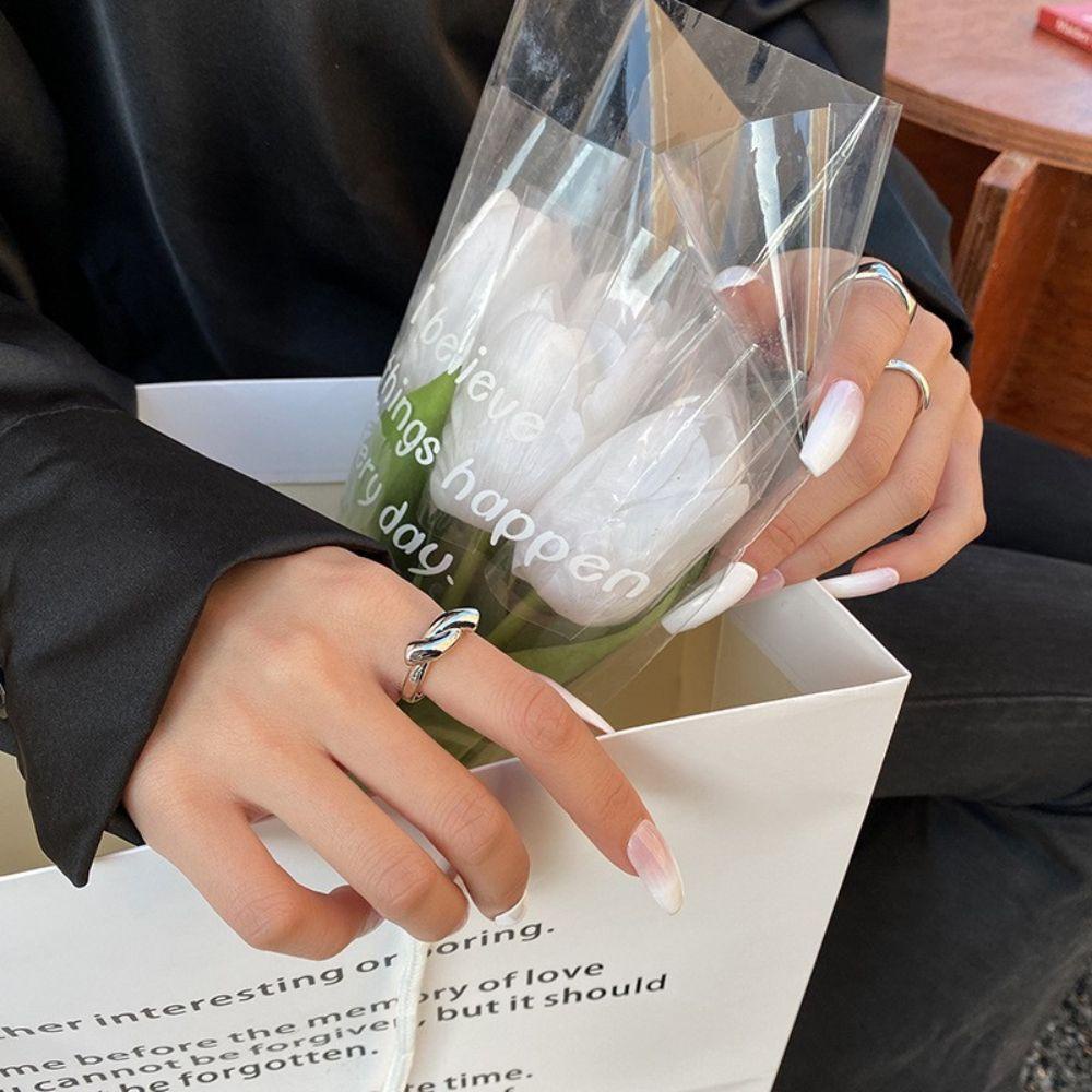 Nhẫn Thắt Nút Mặt Vuông Phong Cách Hip Hop Punk Vintage Thời Trang