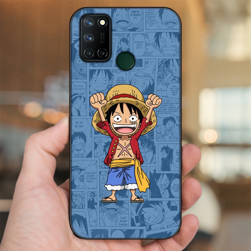 Ốp lưng Realme C17, 7i viền đen in hình Luffy One Piece