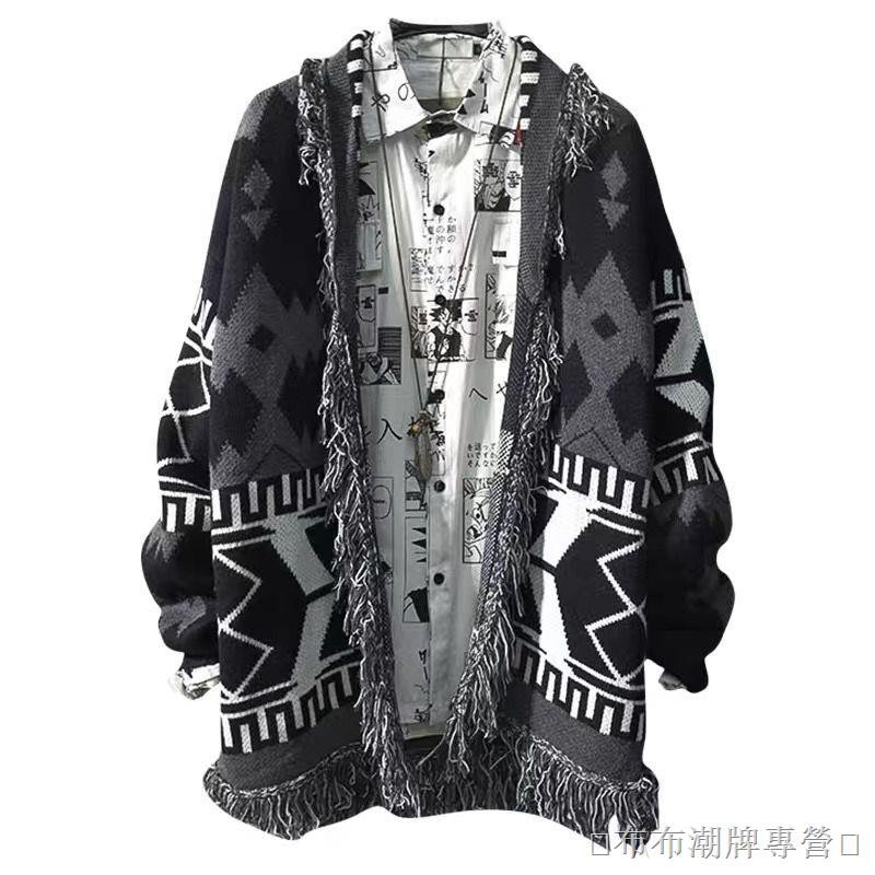 Áo khoác cardigan len dệt kim dáng rộng thiết kế theo phong cách retro Nhật Bản cho nam