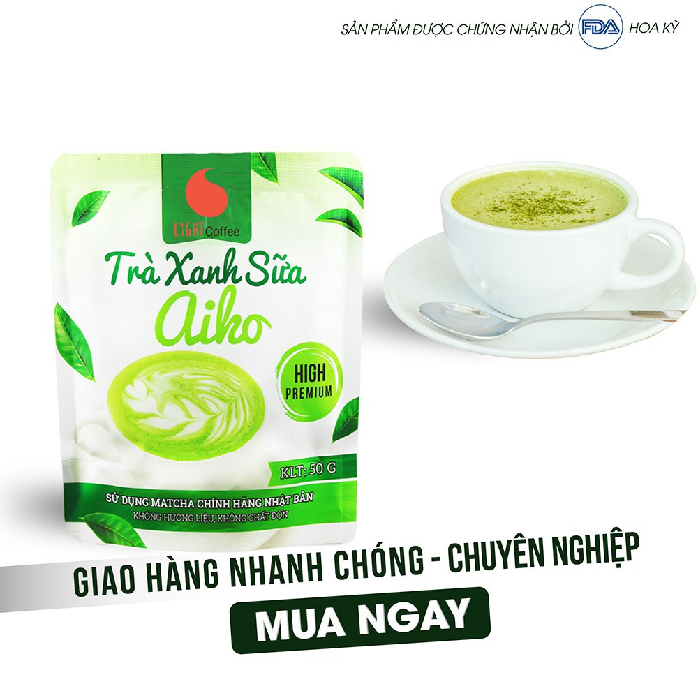 Bột trà xanh sữa Aiko - sử dụng matcha Nhật thơm ngon - tiện lợi Light Coffee - Gói 50g