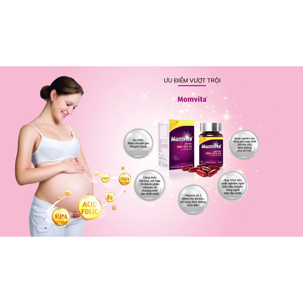Vitamin bà bầu Momvita - Mẹ khỏe Bé thông minh - hộp 30 viên | BigBuy360 - bigbuy360.vn