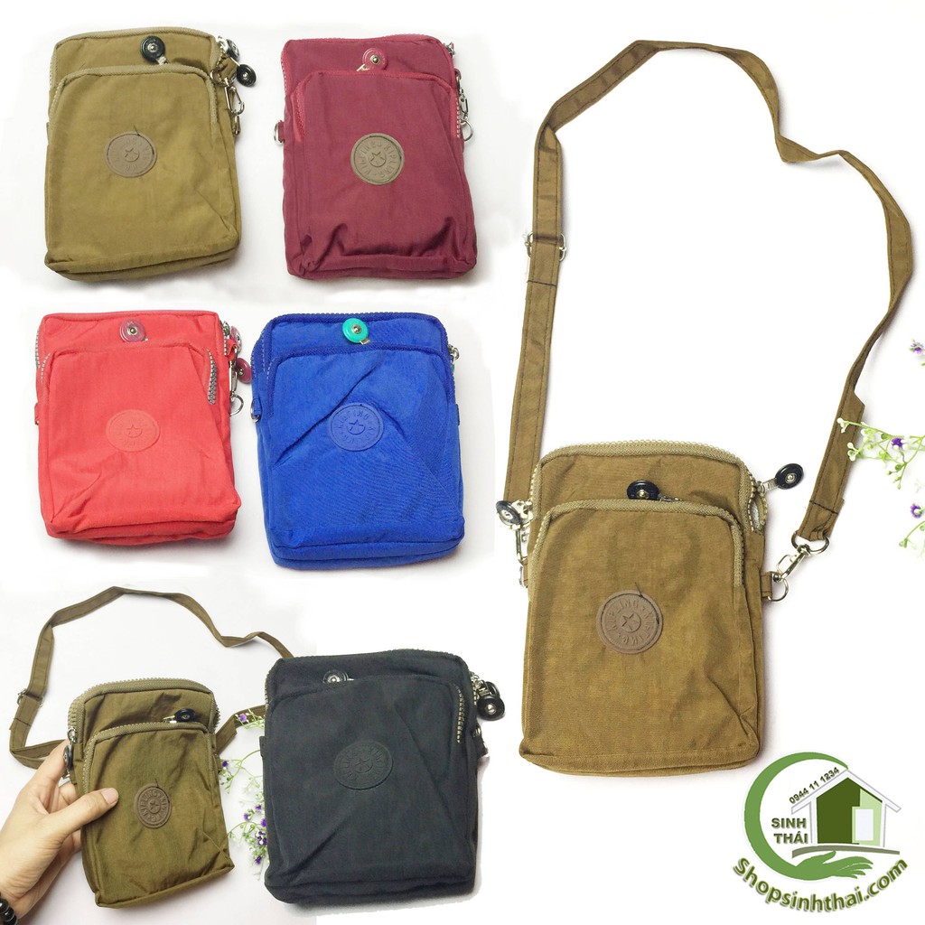 Túi đeo chéo Kipling màu trơn - túi du lịch nhỏ gọn đựng điện thoại, bóp ví tiền - 20cm x 14cm - màu ngẫu nhiên