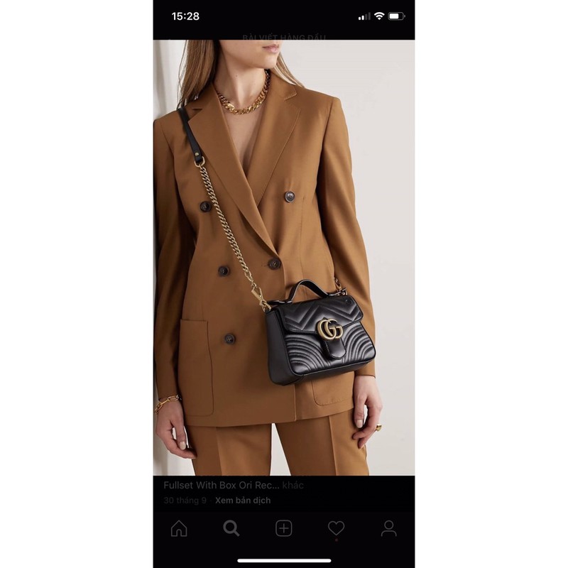 Túi marmont quai da mini size 20cm màu đen