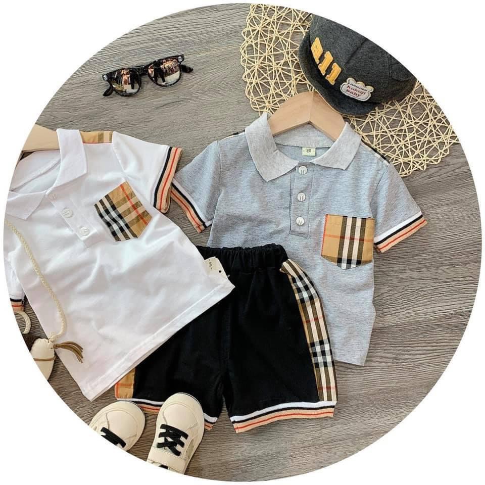 Bộ cổ bẻ bo viền br cho bé