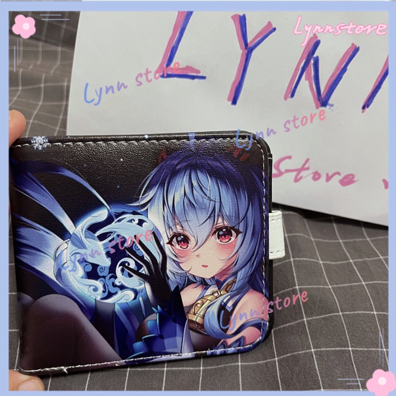 Ví Da PU Ngắn Đựng Thẻ Và Tiền Xu In Hình Game Genshin Impact Hutao