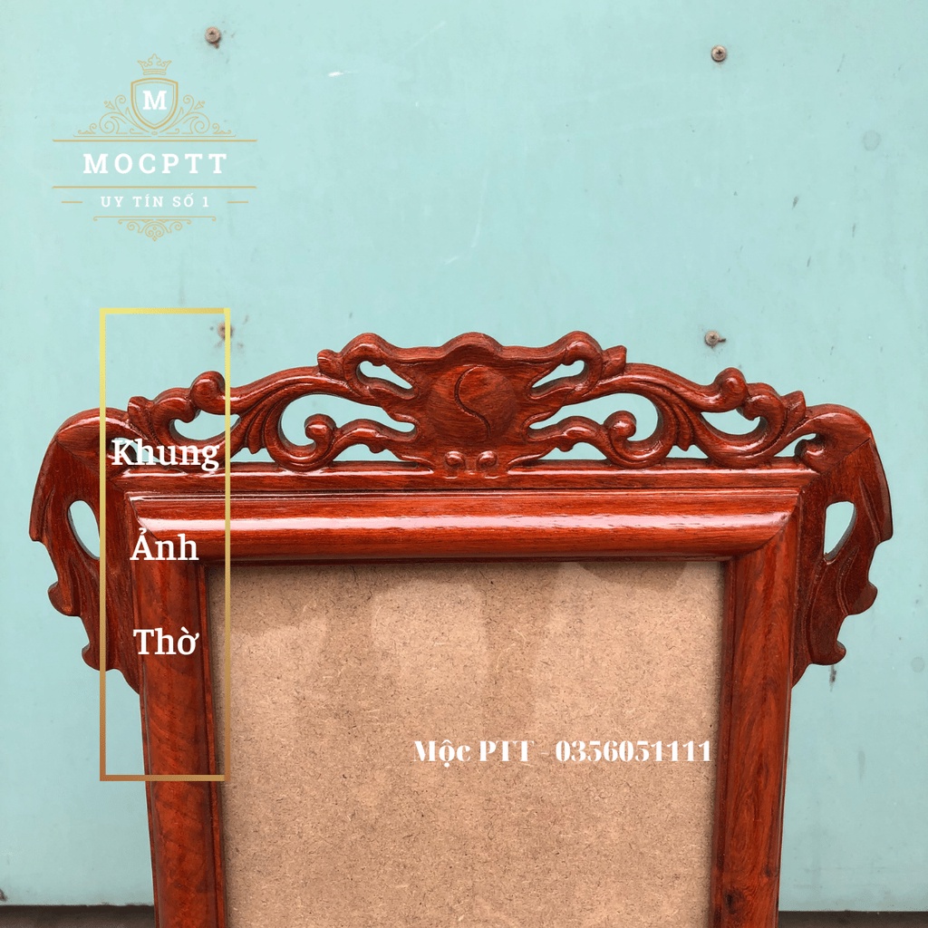 Khung Ảnh Thờ mẫu Hoa Lá Tây kích cỡ 20 x 30 cm và 25 x 35 cm gỗ Hương Ta trang trí phòng thờ