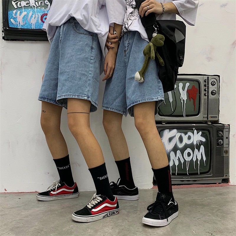 Quần short jean trơn unisex Yinxx, quần bò ulzzang nam nữ QSJ00