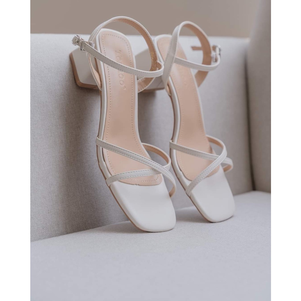 Sandal cao gót quai chun đan chéo, Dép cao gót đế vuông 5p thiết kế chắc chắn, săng chảnh