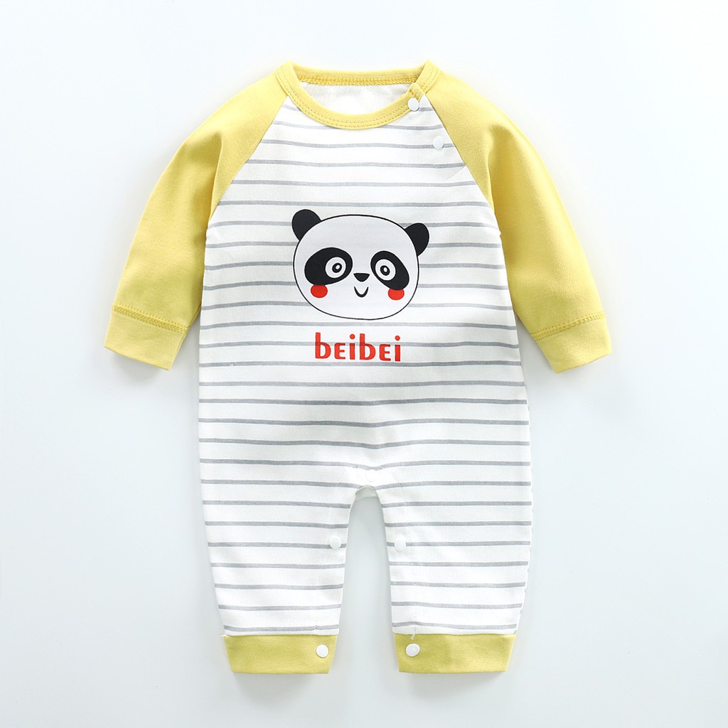 Bộ Quần Áo Liền Thân 100% Cotton Dài Tay In Hình Hoạt Hình Dành Cho Bé Trai Và Bé Gái Sơ Sinh