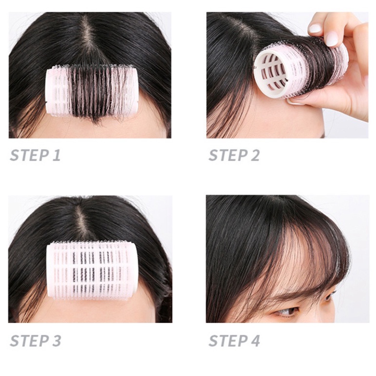 Lô cuốn để uốn tóc mái tự dính xoăn Hàn Quốc bộ 6 cái LC201