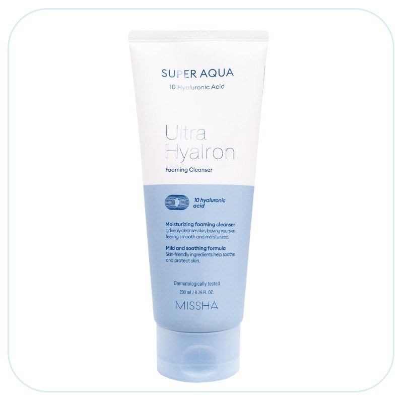 (#missha) Sữa Rửa Mặt dưỡng ẩm làm sáng da Missha Super Aqua Ultra Hyalon Foaming Cleanser 200ml