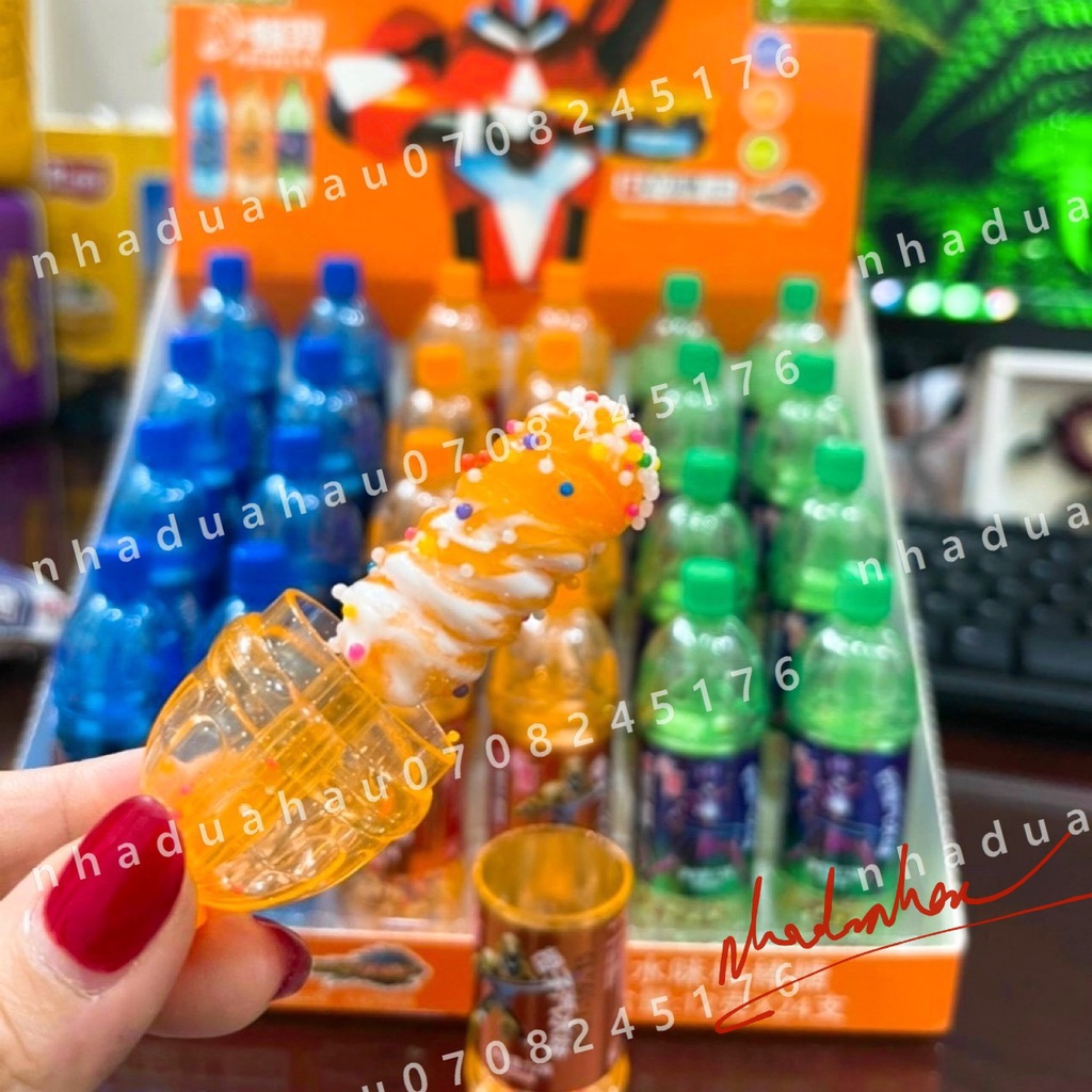 Combo 3 cây kẹo mút phủ cốm vị soda hình chai nước ngọt dễ thương Kengji Hongkong cây 12 gam