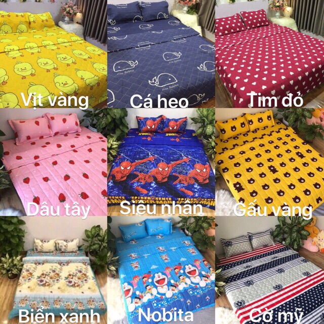 Sét ga gối chăn hè Cotton Poly 5 món mẫu mới nhất . Ib chọn mẫu