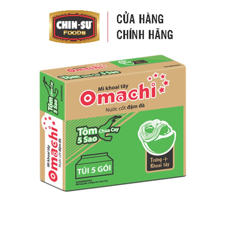 Mì Khoai Tây Omachi Tôm Chua Cay 5 Sao 78 g Miền Nam