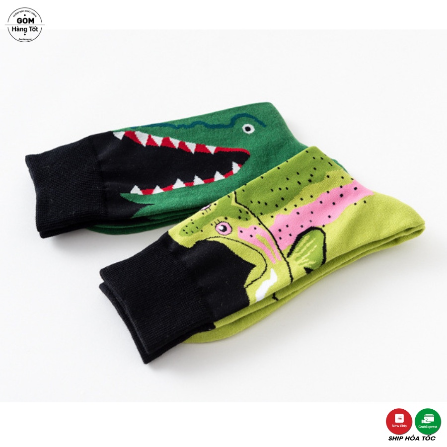 Tất vớ cổ cao chất liệu cotton cao cấp, tất cao cổ nam nữ họa tiết hình thú dễ thương, mềm mại thoáng mát - FUJI
