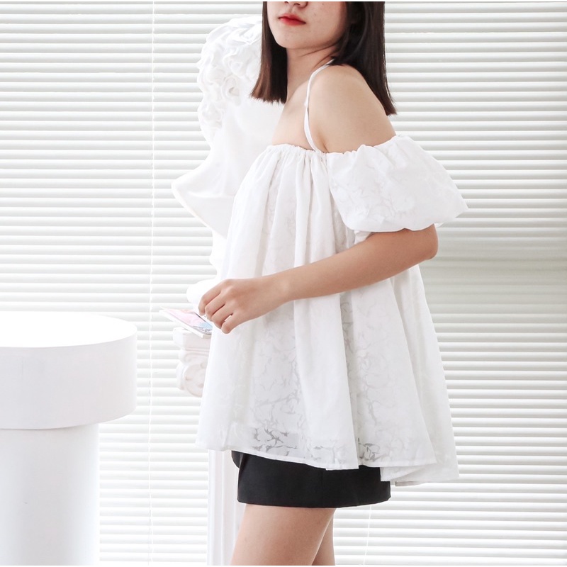 Áo yếm trễ vai tay bồng babydoll nữ yếm cột dây hở lưng đi biển đi tiệc đi chơi tiểu thư bigsize Freesize