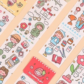 Sticker Hoạt Hình Nhiều Mẫu Dễ Thương - Dải Sticker Đơn