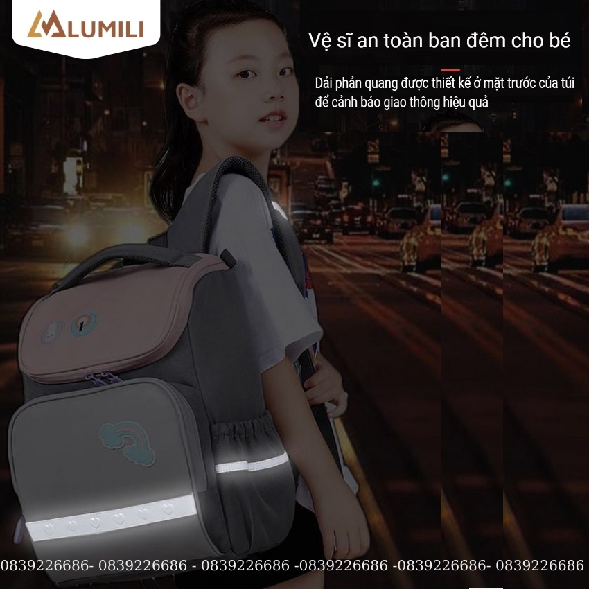 Balo chống gù cho trẻ em, cặp học sinh oudele cao cấp siêu nhẹ, thoáng khí, đệm lưng bảo bệ cột sống