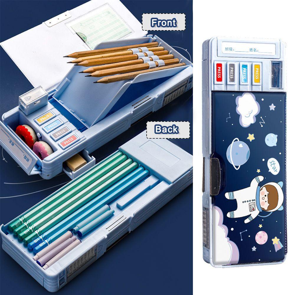 Layor1 Túi Đựng Bút Canvas Sức Chứa Lớn Họa Tiết Biến Hình Dễ Thương Cho Học Sinh