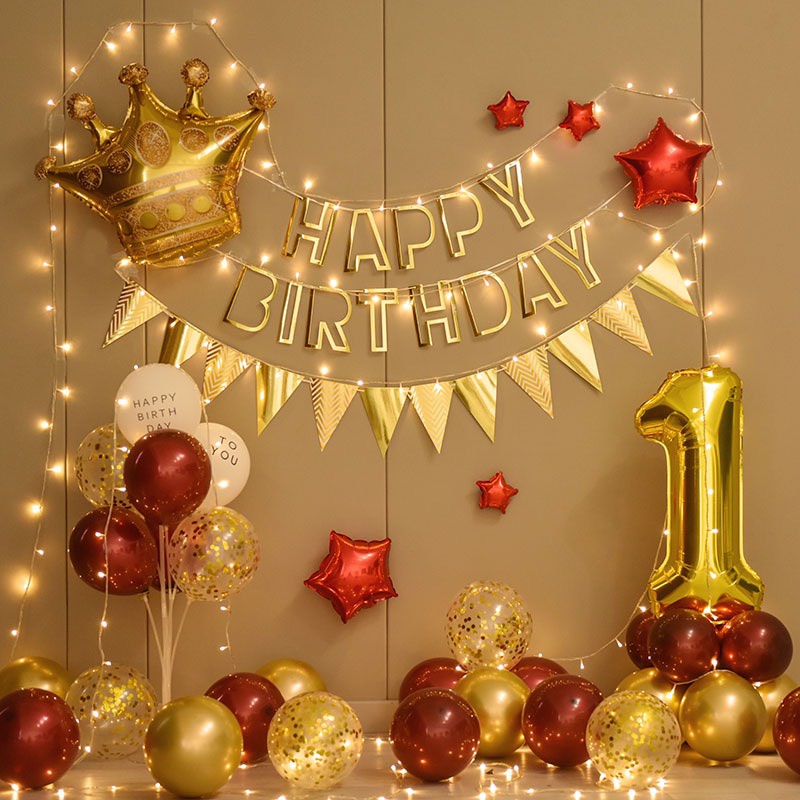 {Tặng Đèn} Set bóng bay trang trí sinh nhật Hàn Quốc cho bé trai, bé gái HQ11