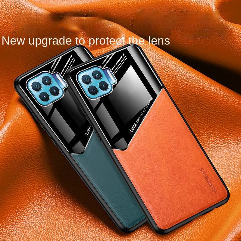 Ốp điện thoại da + Acrylic tráng gương sang trọng cho OPPO R9 R9S PLUS R11 R11S PLUS R15 R17
